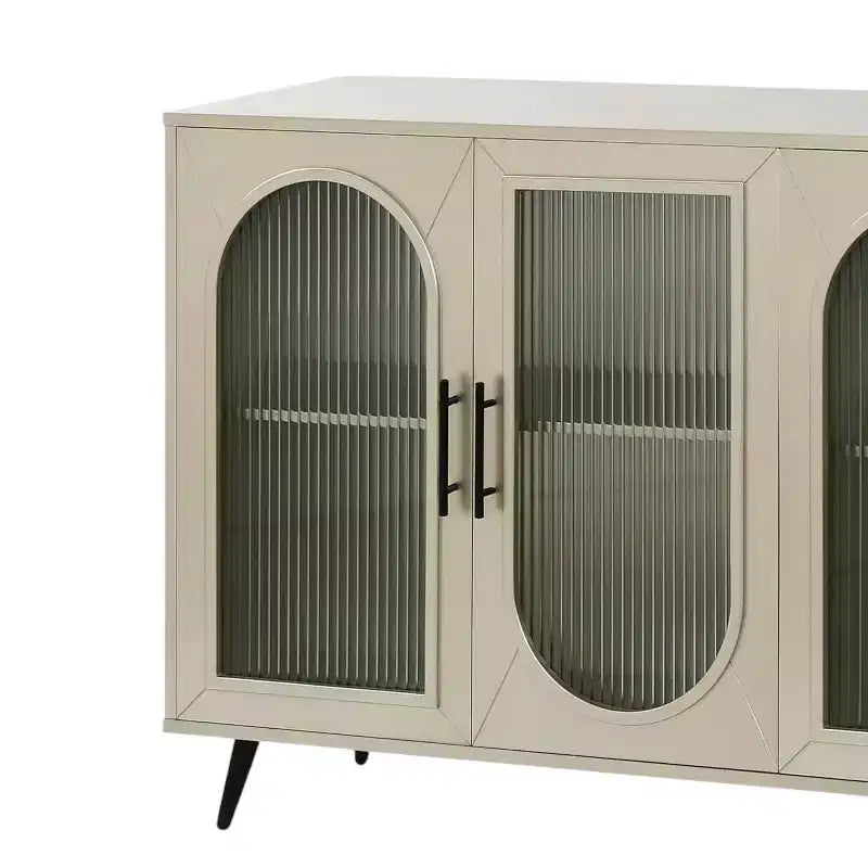 HomeRoots Credenza 60 in legno e vetro dorato con quattro ante