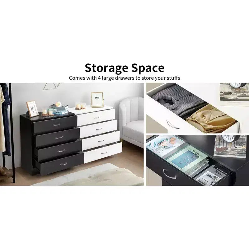Cassettiera Karl Home a 4 cassetti in truciolato bianco larga 66 cm