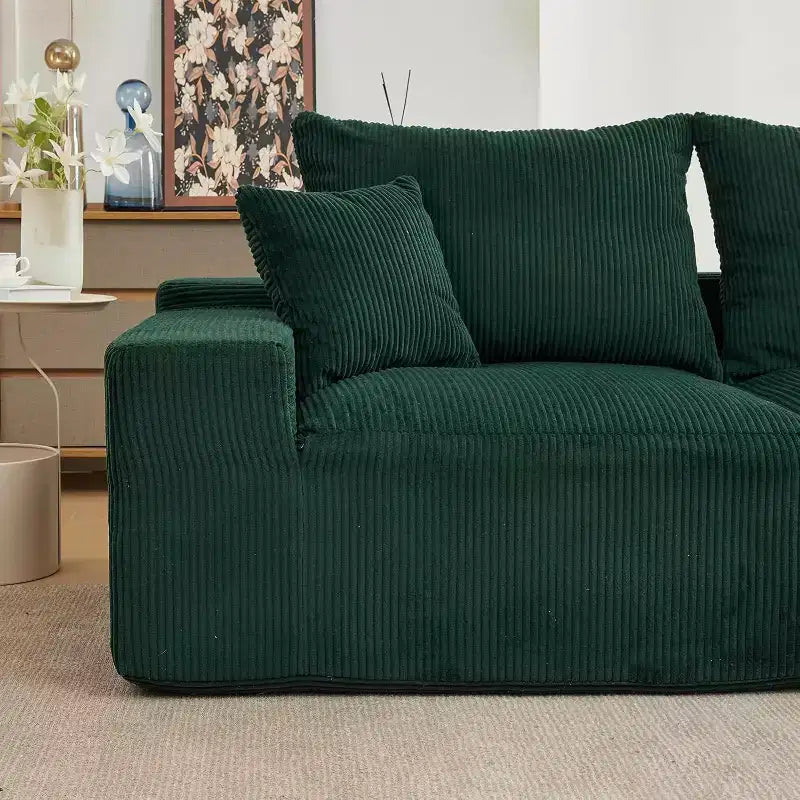 Divano a L oversize da 110 pollici, divano componibile Cloud con chaise longue e cuscini decorativi, divano senza struttura in schiuma di morbido velluto a coste per salotti, appartamenti, dormitori