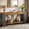 Tavolo consolle lungo Lantine da 180 cm, tavolo da divano a 2 ripiani in stile rustico per dietro il divano, grande consolle d'ingresso con ripiano per corridoio, foyer
