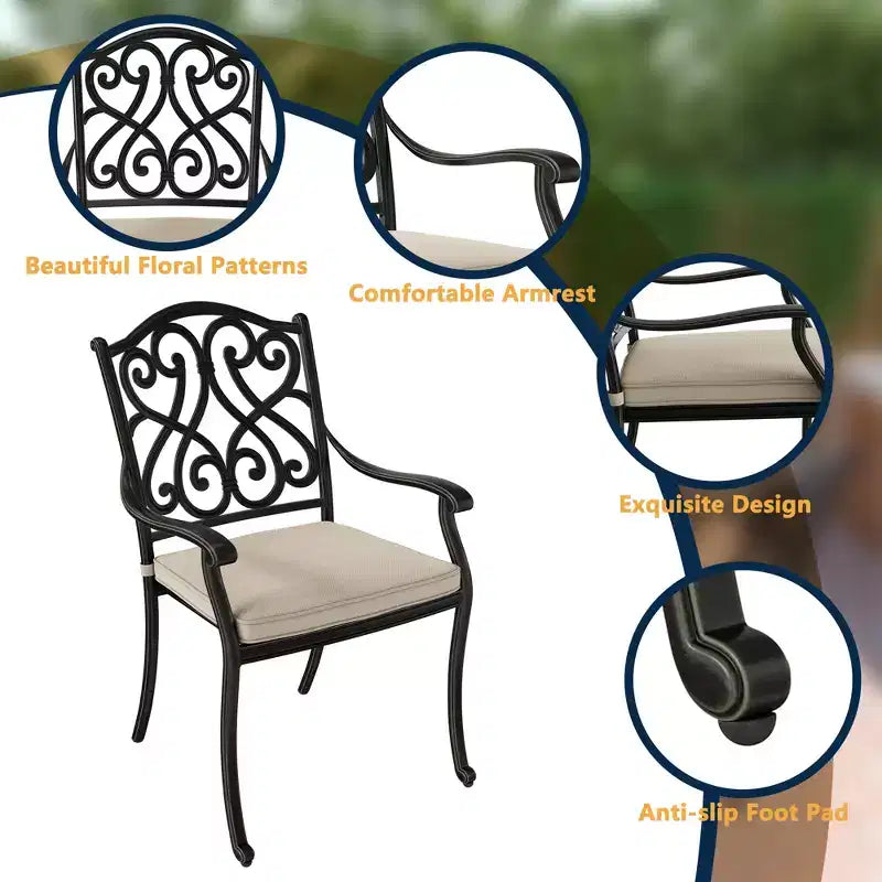 CLIHOME Set da pranzo da esterno 9 pezzi in alluminio pressofuso con cuscini per divano