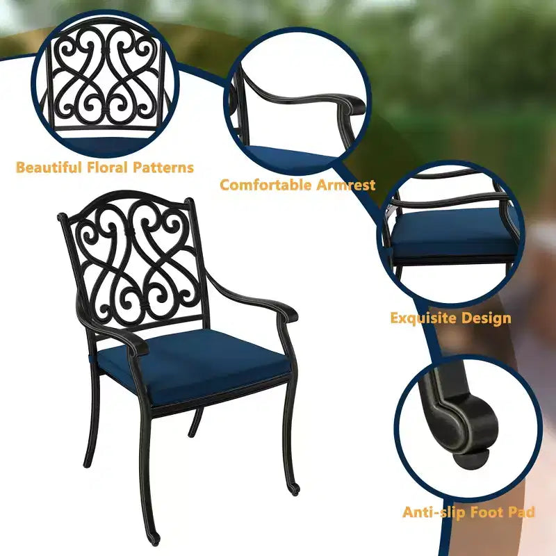 CLIHOME Set da pranzo da esterno 9 pezzi in alluminio pressofuso con cuscini per divano