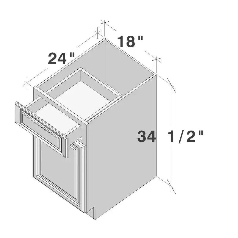 CASAINC Mobile Base Cucina con Cassetto, 18 poll. L x 34.5 poll. H x 24 poll. P, Telaio in Compensato, Chiusura Ammortizzata - Sovrapposizione Completa RTA