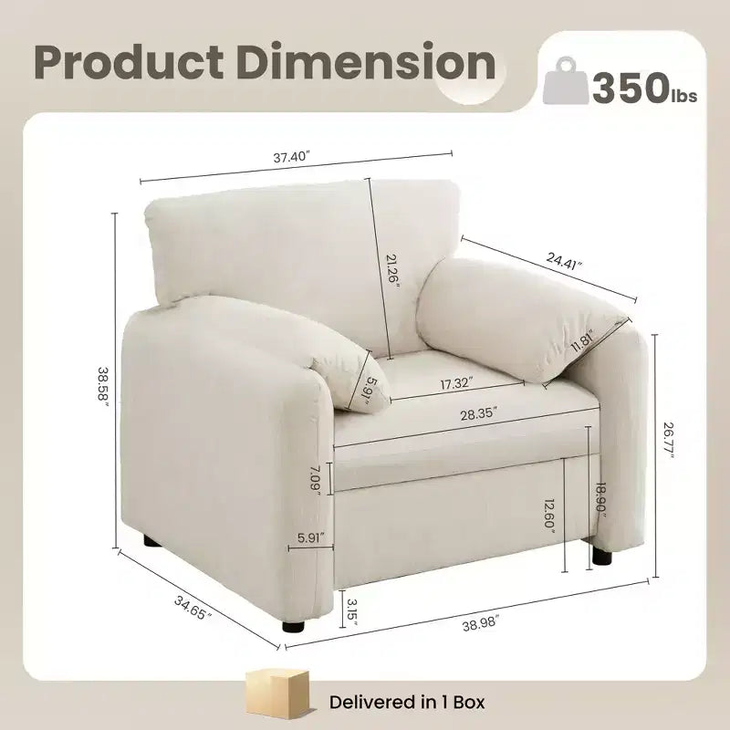 GDFStudio Caroline, poltrona moderna in ciniglia da 99 cm