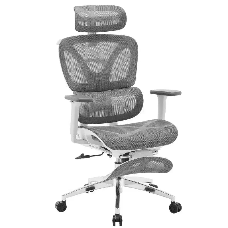 Sedia da Ufficio Ergonomica in Rete con Braccioli 3D Regolabili, Sedia da Scrivania per Computer con Schienale Alto, Poggiapiedi Retrattile e Ruote, Sedia Girevole Comoda