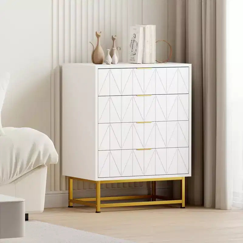 Cassettiera in tessuto a 4 cassetti per camera da letto, Comodino piccolo con piano in legno, Comodino moderno