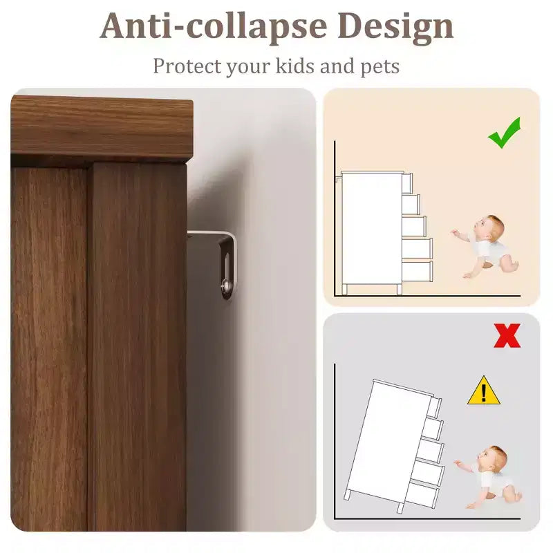 Comò da Fattoria a 5 Cassetti per Camera da Letto, Cassettiera Alta in Legno da 122 cm con Anta Scorrevole a Fienile, Organizer per Contenitori