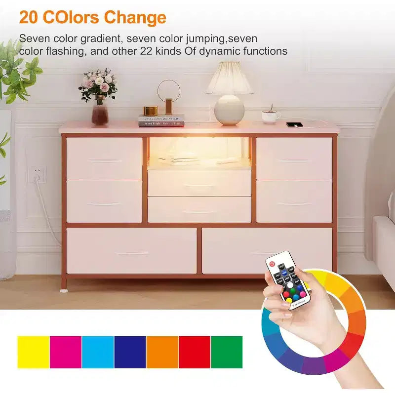 Mobile TV multifunzione da 47,4 pollici con 8 cassetti, striscia luminosa intelligente RGB, doppie prese di corrente, adatto a molteplici scenari
