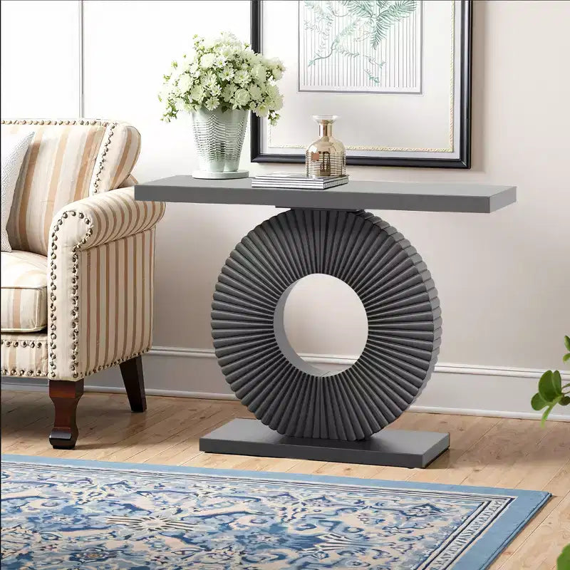 MAYEERTY Stylish Clutter-Free Storage Console Table, Abstract Texture Top Display Table for Collectibles