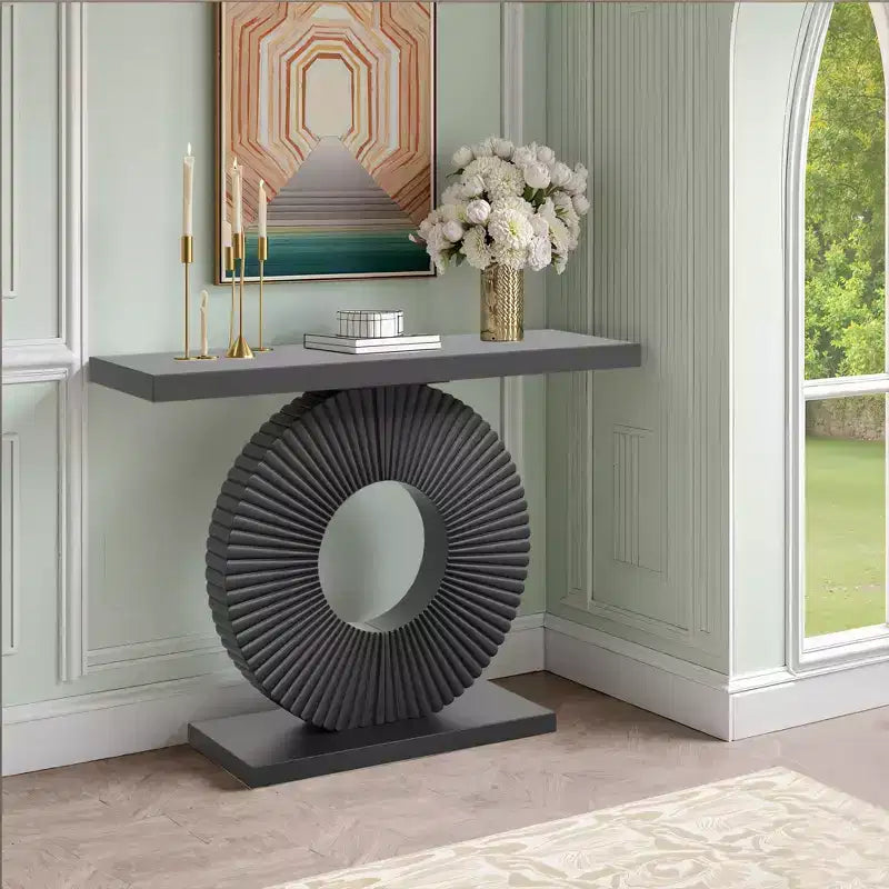 MAYEERTY Stylish Clutter-Free Storage Console Table, Abstract Texture Top Display Table for Collectibles