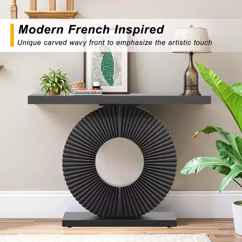 MAYEERTY Stylish Clutter-Free Storage Console Table, Abstract Texture Top Display Table for Collectibles
