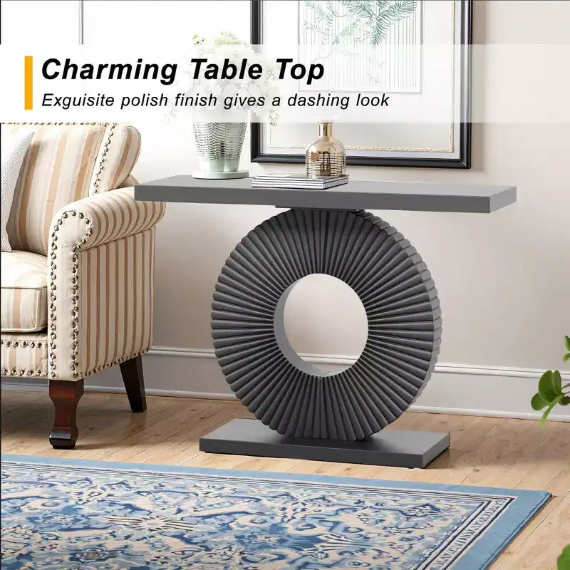 MAYEERTY Stylish Clutter-Free Storage Console Table, Abstract Texture Top Display Table for Collectibles