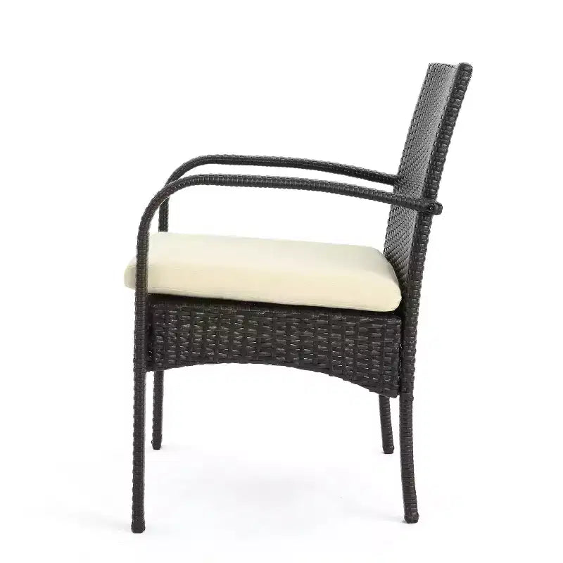 Christopher Knight Home Harlowe Set da Pranzo da Esterno a 7 Pezzi in Vimini con Cuscini
