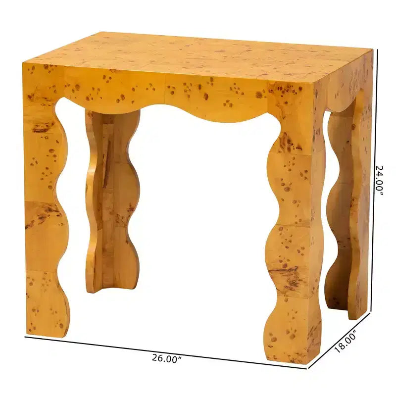 bali & pari Huxley Tavolino in Vero Legno Naturale di Burl Moderno e Contemporaneo