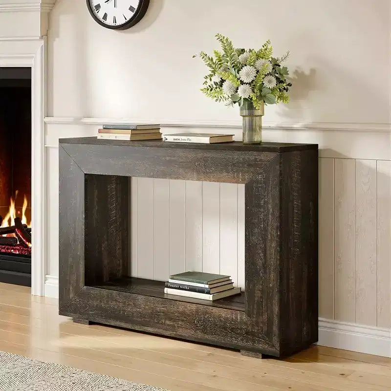 MAYEERTY Tavolo Consolle Rustico con Venature del Legno per Fattoria con Fascino Vintage Semplice