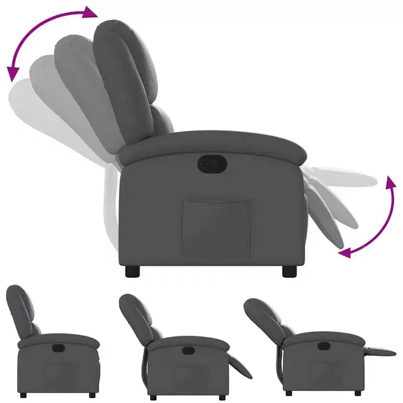 Poltrona reclinabile manuale VidaXL con schienale/poggiapiedi regolabile, divano reclinabile in similpelle grigia per il massimo comfort
