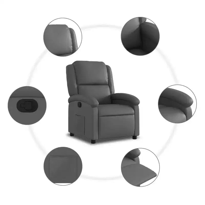 Poltrona reclinabile manuale VidaXL con schienale/poggiapiedi regolabile, divano reclinabile in similpelle grigia per il massimo comfort