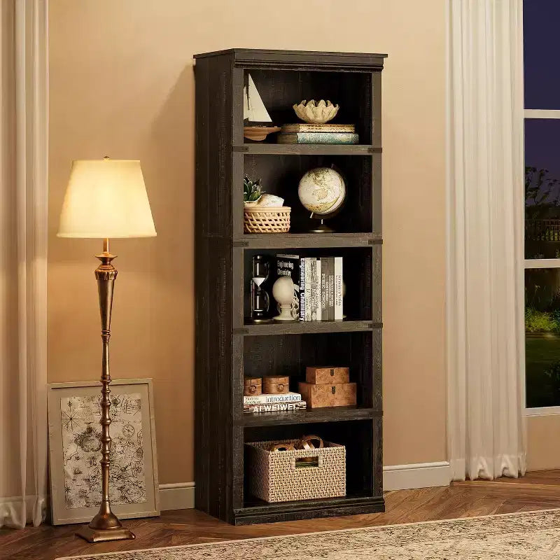 Libreria a 3 Ripiani, Scaffale in Legno Autoportante, Organizzatore Espositivo, per Libri e Oggetti Decorativi