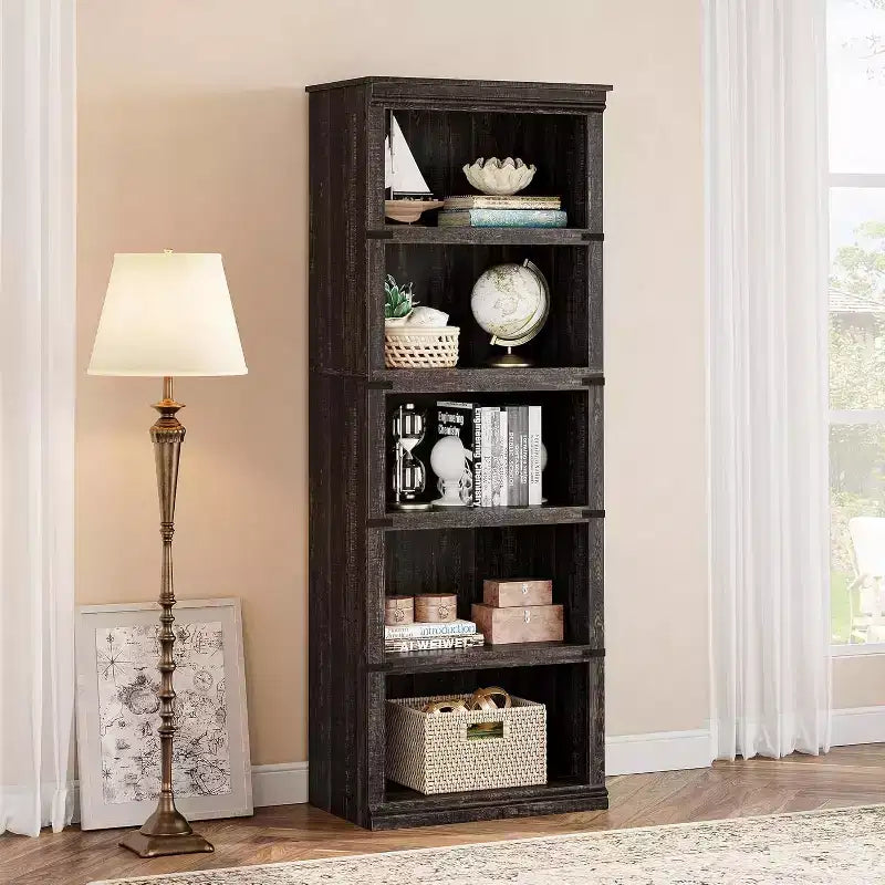 Libreria a 3 Ripiani, Scaffale in Legno Autoportante, Organizzatore Espositivo, per Libri e Oggetti Decorativi