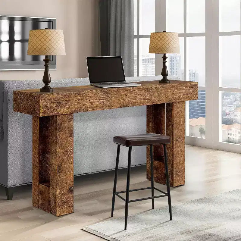 Console da Ingresso 63, Tavolino da Divano Lungo, Tavolo in Legno per Ingresso