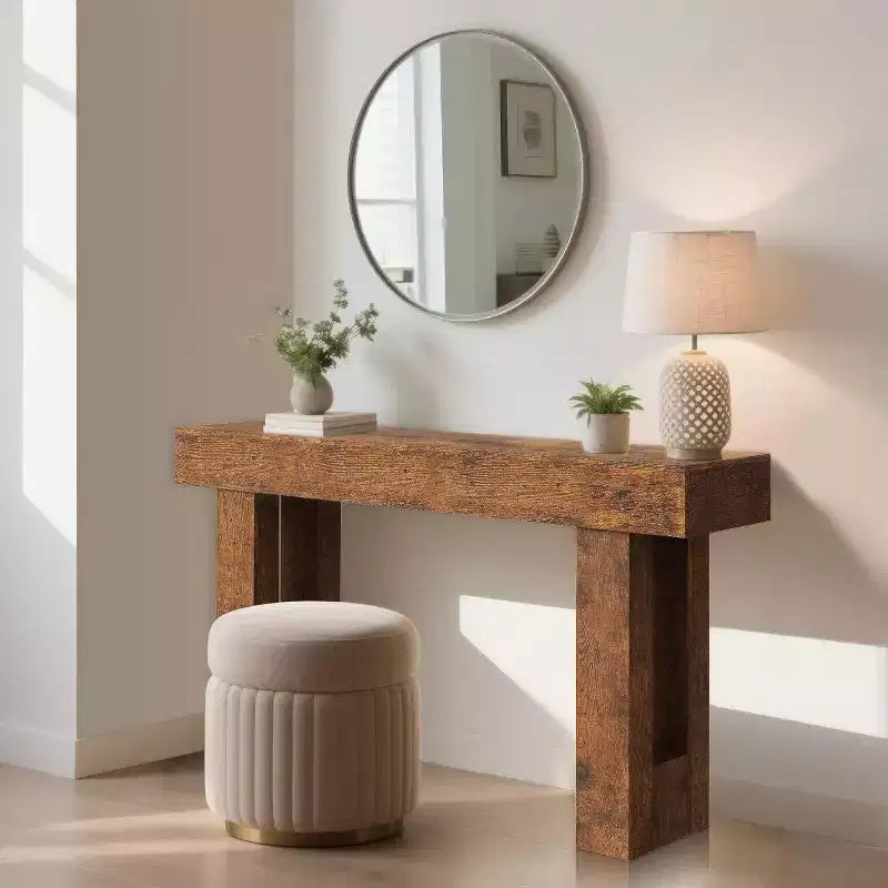 Console da Ingresso 63, Tavolino da Divano Lungo, Tavolo in Legno per Ingresso