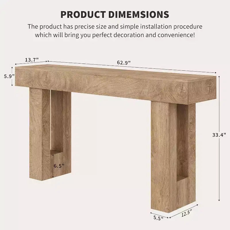 Console da Ingresso 63, Tavolino da Divano Lungo, Tavolo in Legno per Ingresso