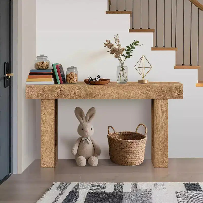 Console da Ingresso 63, Tavolino da Divano Lungo, Tavolo in Legno per Ingresso