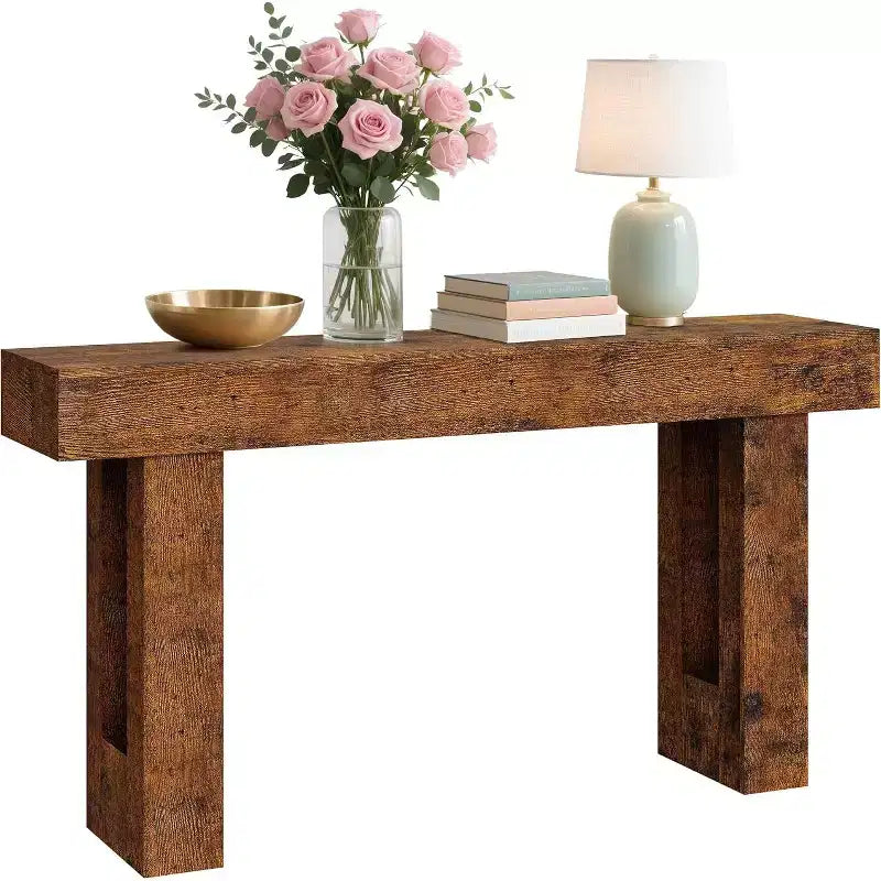 Console da Ingresso 63, Tavolino da Divano Lungo, Tavolo in Legno per Ingresso