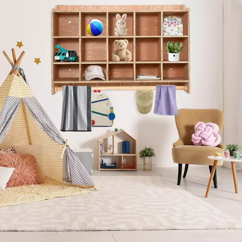 GustoWave 15 Scomparti Organizer Contenitore con Ganci e Scaffale per Giocattoli dei Bambini