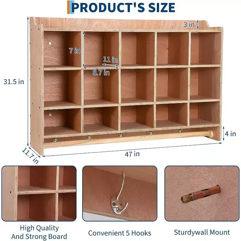 GustoWave 15 Scomparti Organizer Contenitore con Ganci e Scaffale per Giocattoli dei Bambini