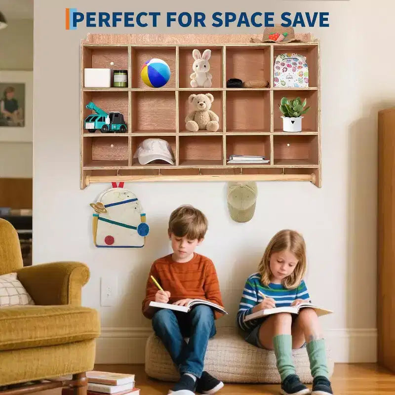 GustoWave 15 Scomparti Organizer Contenitore con Ganci e Scaffale per Giocattoli dei Bambini