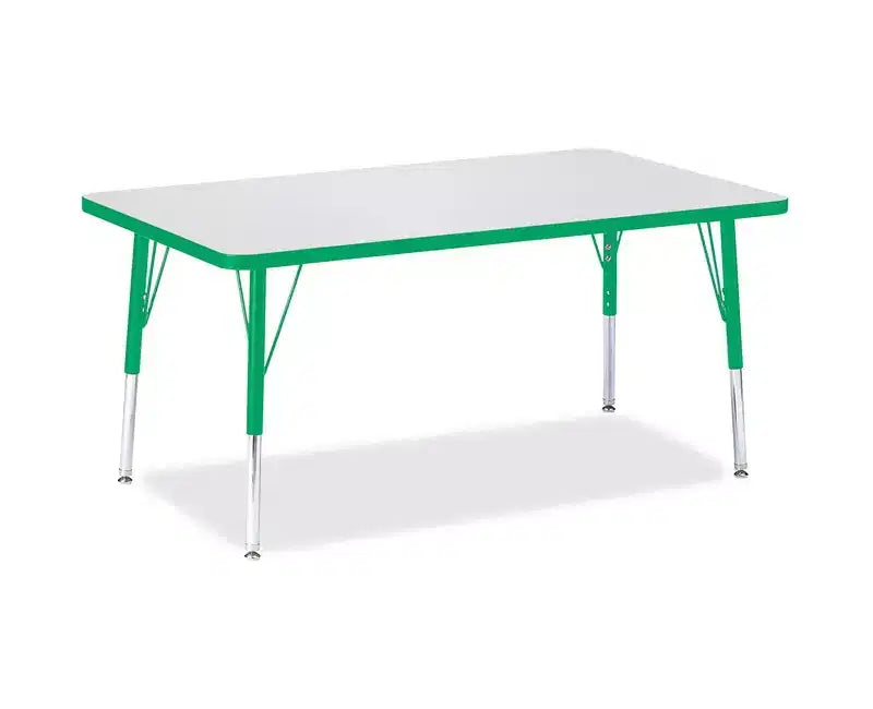 Tavolo rettangolare Jonti-Craft Berries con bordo colorato altezza scuola primaria (30 x 48) in verde