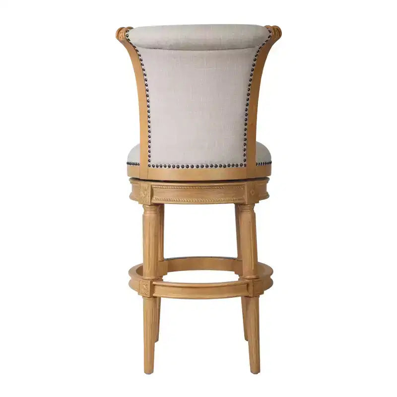 HomeRoots Sgabello da bar girevole alto 30 pollici in tessuto beige e legno massello