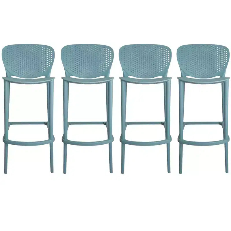HomeRoots Set of Four 30 Green Heavy Duty Plastic Low Back Bar Height Bar Chairs