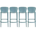 HomeRoots Set of Four 30 Green Heavy Duty Plastic Low Back Bar Height Bar Chairs