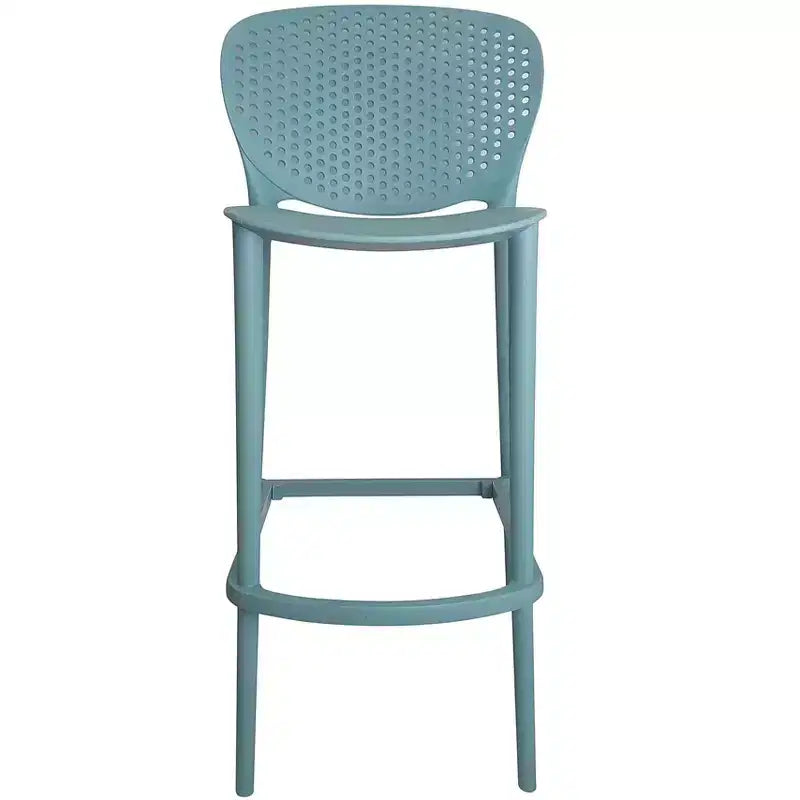 HomeRoots Set di Quattro Sgabelli da Bar Verdi in Plastica Resistente con Schienale Basso, Altezza Bar, da 30