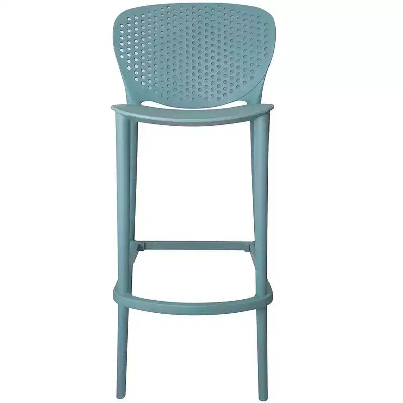 HomeRoots Set di Quattro Sgabelli da Bar Verdi in Plastica Resistente con Schienale Basso, Altezza Bar, da 30