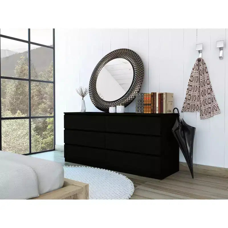 Comò/Comodino Okak moderno ed elegante con 6 doppi cassetti, ampio contenitore per soggiorno, corridoio, ingresso