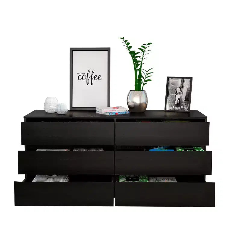 Comò/Comodino Okak moderno ed elegante con 6 doppi cassetti, ampio contenitore per soggiorno, corridoio, ingresso