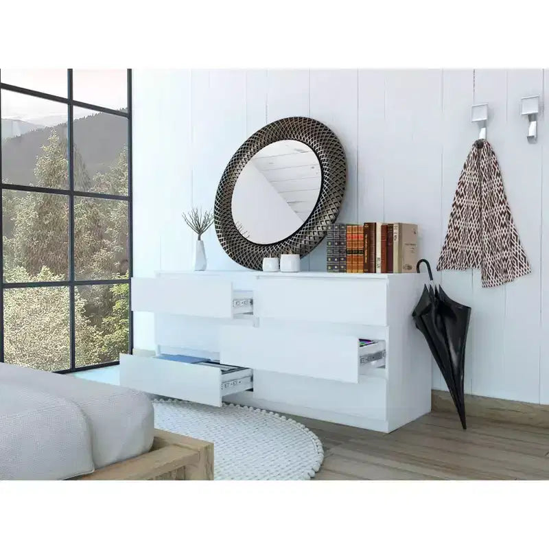 Comò/Comodino Okak moderno ed elegante con 6 doppi cassetti, ampio contenitore per soggiorno, corridoio, ingresso
