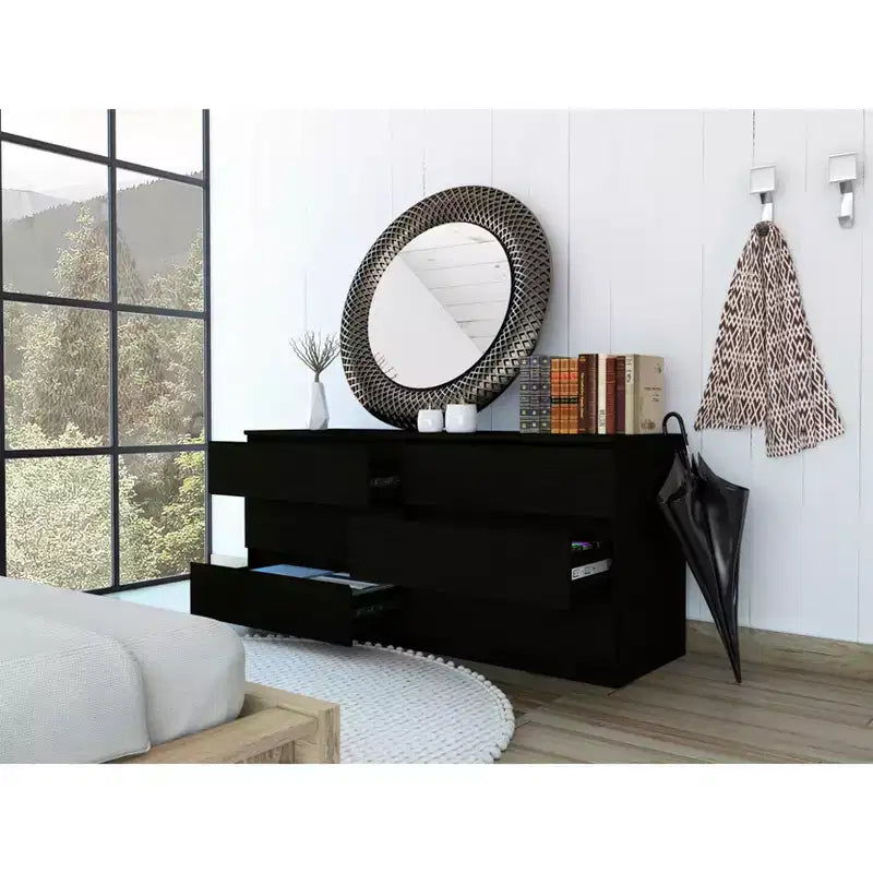Comò/Comodino Okak moderno ed elegante con 6 doppi cassetti, ampio contenitore per soggiorno, corridoio, ingresso