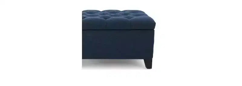 Panca pouf contenitore di lusso Okak con rivestimento trapuntato a bottoni, poggiapiedi rettangolare lungo per soggiorno, ingresso, camera da letto