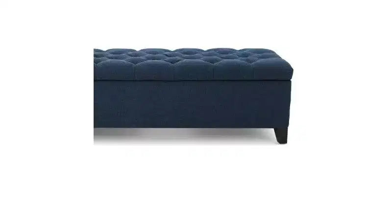 Panca pouf contenitore di lusso Okak con rivestimento trapuntato a bottoni, poggiapiedi rettangolare lungo per soggiorno, ingresso, camera da letto