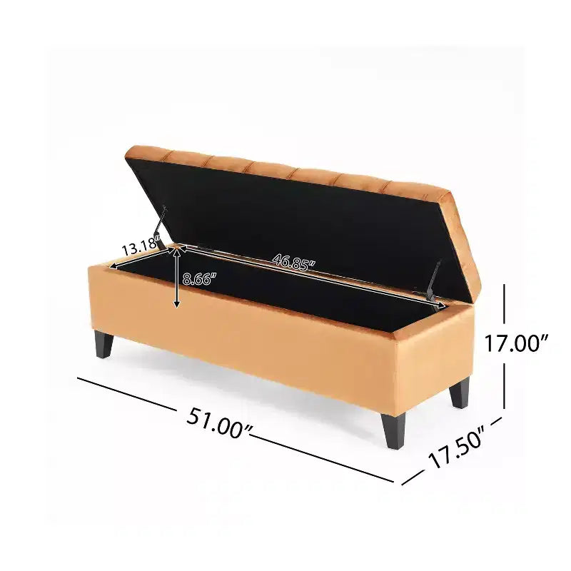 Panca pouf contenitore di lusso Okak con rivestimento trapuntato a bottoni, poggiapiedi rettangolare lungo per soggiorno, ingresso, camera da letto