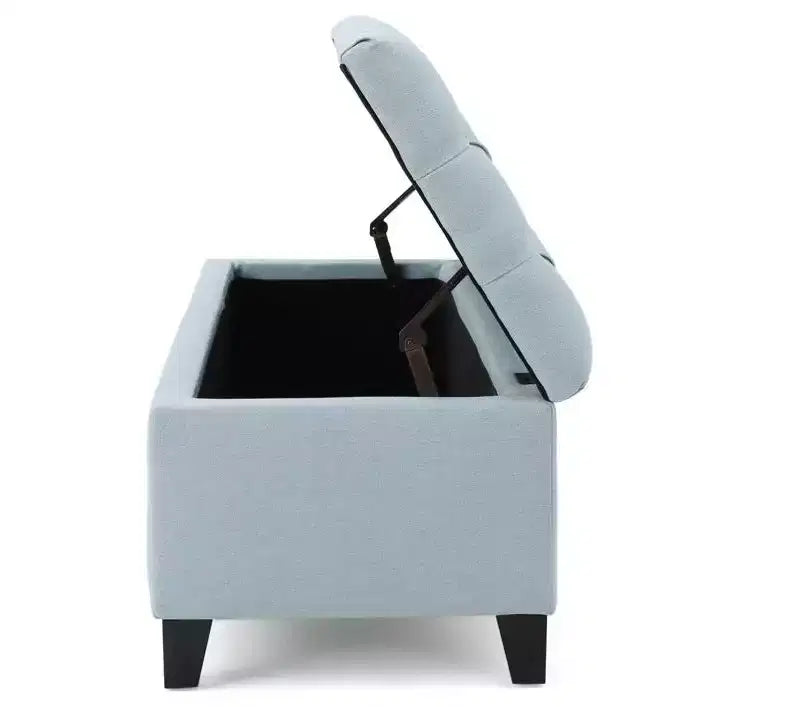 Panca pouf contenitore di lusso Okak con rivestimento trapuntato a bottoni, poggiapiedi rettangolare lungo per soggiorno, ingresso, camera da letto