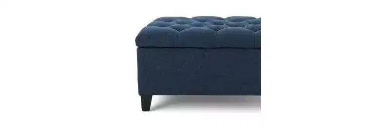 Panca pouf contenitore di lusso Okak con rivestimento trapuntato a bottoni, poggiapiedi rettangolare lungo per soggiorno, ingresso, camera da letto