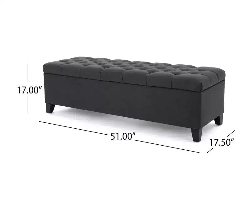 Panca pouf contenitore di lusso Okak con rivestimento trapuntato a bottoni, poggiapiedi rettangolare lungo per soggiorno, ingresso, camera da letto