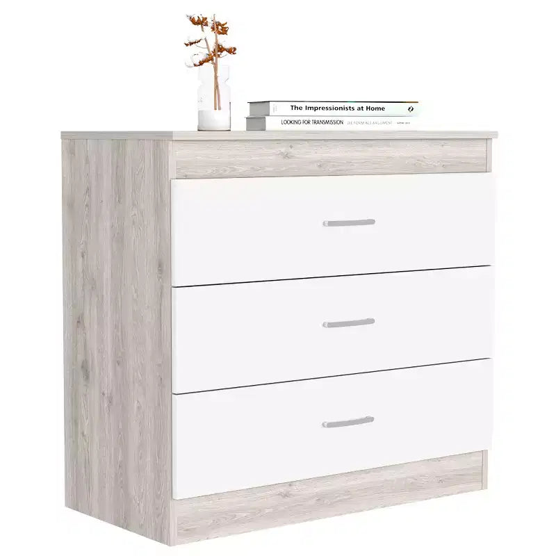 Comò alto moderno minimalista Okak a 5 cassetti con maniglie in metallo e cassetto superiore con chiusura, cassettiera per camera da letto, ingresso