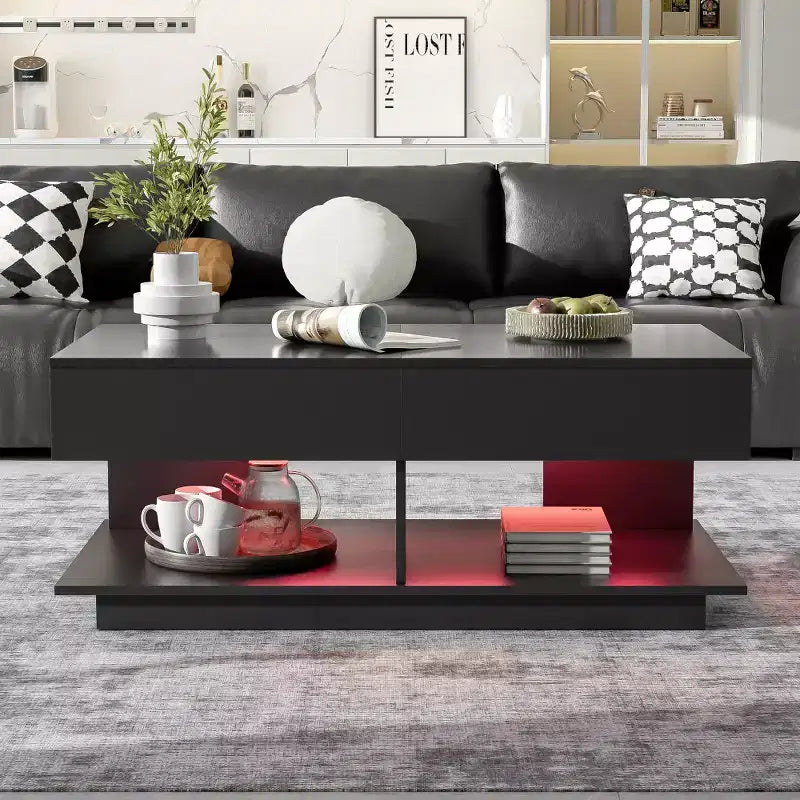 Tavolino da caffè sollevabile e regolabile Zeus & Ruta con contenitore nascosto, allungabile da 105 a 195 cm, centrotavola multifunzionale per soggiorno
