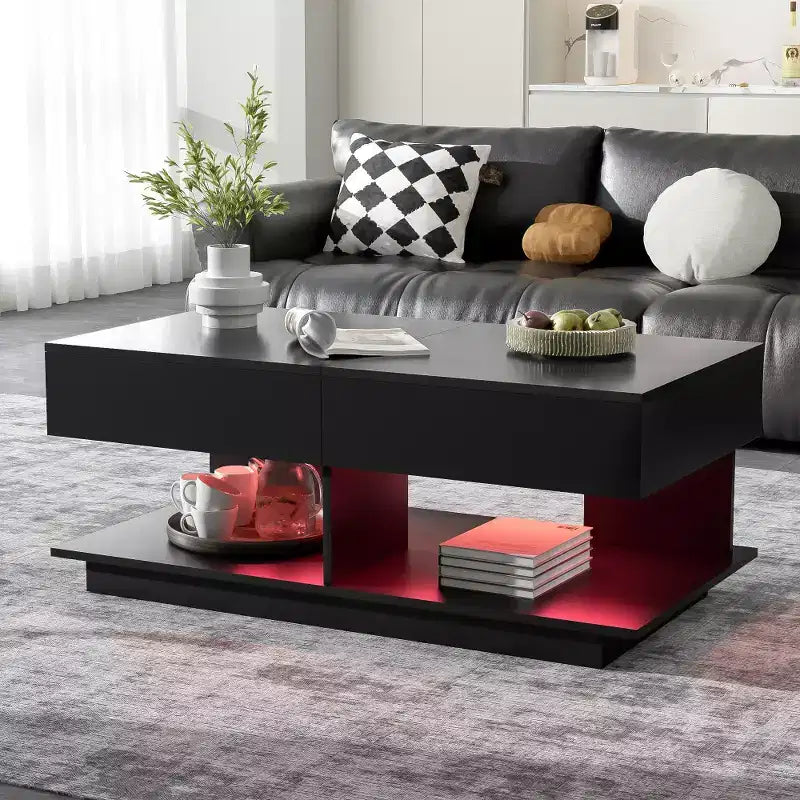 Tavolino da caffè sollevabile e regolabile Zeus & Ruta con contenitore nascosto, allungabile da 105 a 195 cm, centrotavola multifunzionale per soggiorno